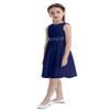 Alvivi Kids Sequins Lace Bodice Junior Bridesmaid Flower Girl Dress Wedding Pageant Party Ball Gowns with Rhinestone Sash Navy Blue 10 view 4