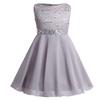 Alvivi Kids Sequins Lace Bodice Junior Bridesmaid Flower Girl Dress Wedding Pageant Party Ball Gowns with Rhinestone Sash Gray 10 view 1
