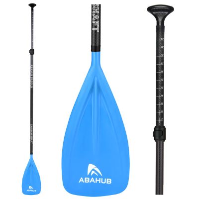 Abahub 1 x 3 Section Carbon Fiber SUP Paddle, Adjustable 67''-86'' Stand Up Paddle Lightweight Carbon Shaft, Blue Plastic Blade + Paddle Bag