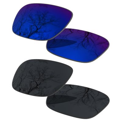 2 Pair Polarized Lens Replacement for Oakley Fuel Cell OO9096 Black&Midnight Blue