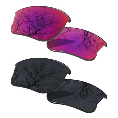 2 Pair Polarized Lens Replacement for Oakley Flak Jacket XLJ Black&Midnight Sun