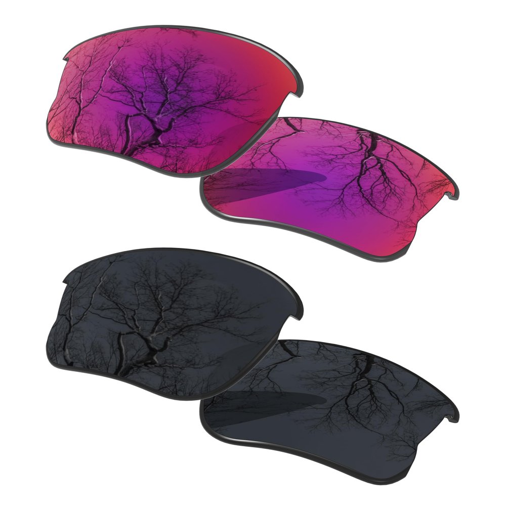 2 Pair Polarized Lens Replacement for Oakley Flak Jacket XLJ Black&Midnight Sun