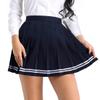 YiZYiF Women's High Waisted Casual Dress Girls School Uniforms Solid Pleated Mini Skirt Navy Blue Medium view 1