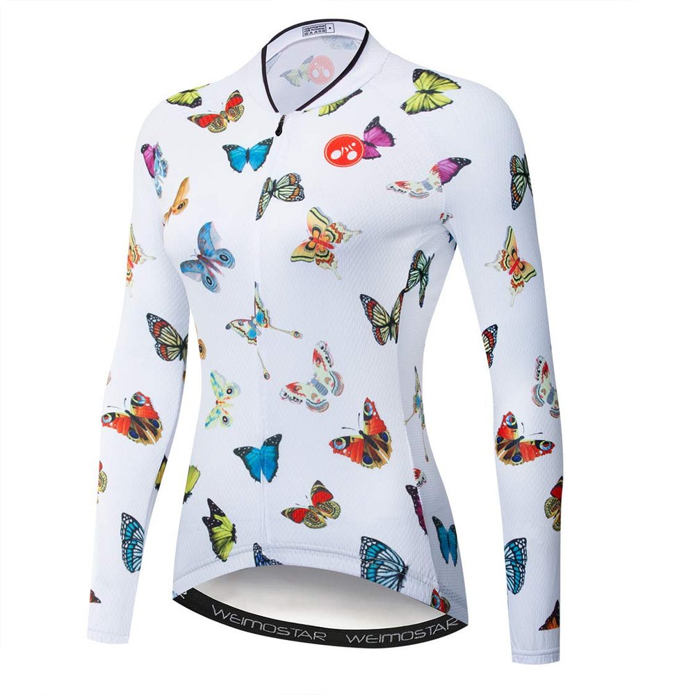Cycling Long Sleeve Jersey Women's Mountain Bike Jersey Shirts Road Bicycle Clothing MTB Tops Butterfly Size L