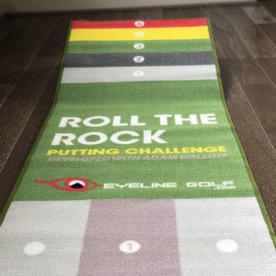 EyeLine Golf - Roll The Rock Putting Mat - Have Fun Perfecting Stroke, Alignment, Speed Control, Visualization, Consistency - Outdoor-Indoor-Compact (10-Foot Putting Challenge)