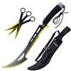 Tactical Master 3 Piece Stainless Steel Decorative Machete and Knife Set with Sheath  Outdoor Utility and Camping Display Collection for Adventure Enthusiasts and Collectors - Gold-34 view 1