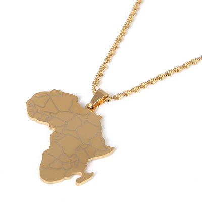 Africa Map Flag Pendant Chain African Maps Jewelry With Country Flags (Gold 9)