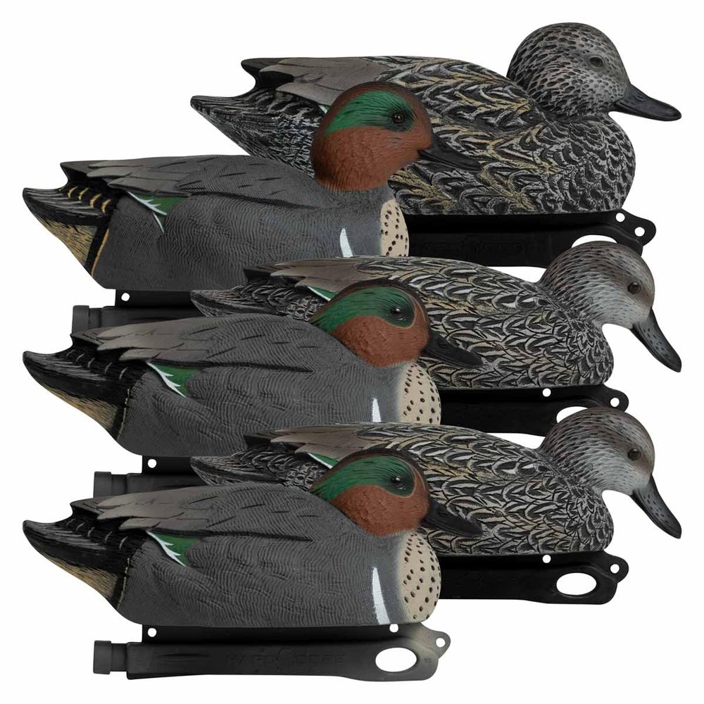 Hardcore Waterfowl Rugged Series Green-Winged Teal Floater Decoys - 6 Pack - 3 Drakes and 3 Hens