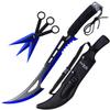 Tactical Master 3 Piece Stainless Steel Decorative Machete and Knife Set with Sheath  Outdoor Utility and Camping Display Collection for Adventure Enthusiasts and Collectors - Blue-34 view 1