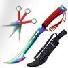 Tactical Master 26 Inch Fixed Blade Machete with Three Fixed Blade Knife Set for Outdoor Sports Collection and Gifting Rainbow Finish view 1
