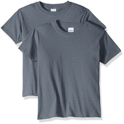 Gildan unisex child Gildan Youth Heavy Cotton T-shirt, Style G5000b, 2-pack T Shirt, Dark Heather, Small US