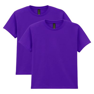 Gildan unisex child Gildan Youth Heavy Cotton T-shirt, Style G5000b, 2-pack T Shirt, Purple, X-Small US