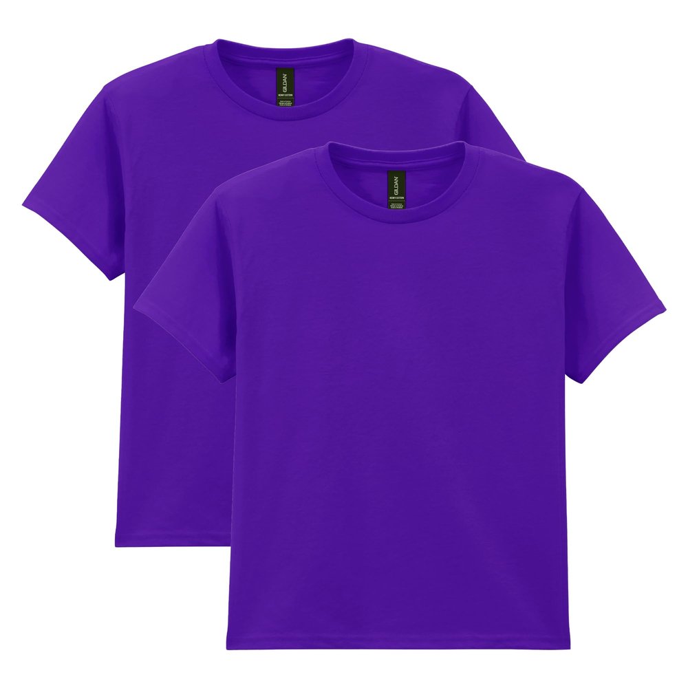 Gildan unisex child Gildan Youth Heavy Cotton T-shirt, Style G5000b, 2-pack T Shirt, Purple, X-Small US