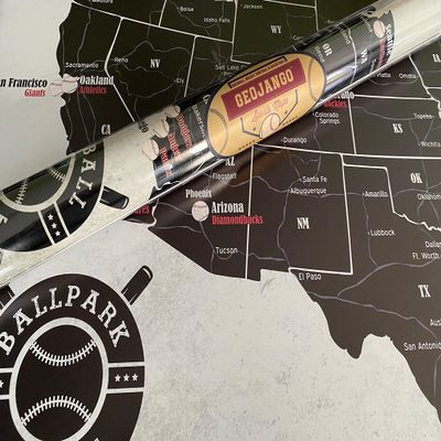 GeoJango Baseball Stadium Map Poster - Vintage Edition (30Wx20H inches)