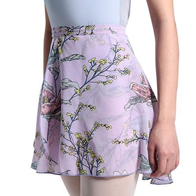 118143014 Baiwu Wrap Short Ballet Skirt Floral Printing Chiffon Dance Skirt (M, Purple)