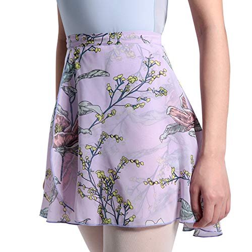 118143014 Baiwu Wrap Short Ballet Skirt Floral Printing Chiffon Dance Skirt (M, Purple)