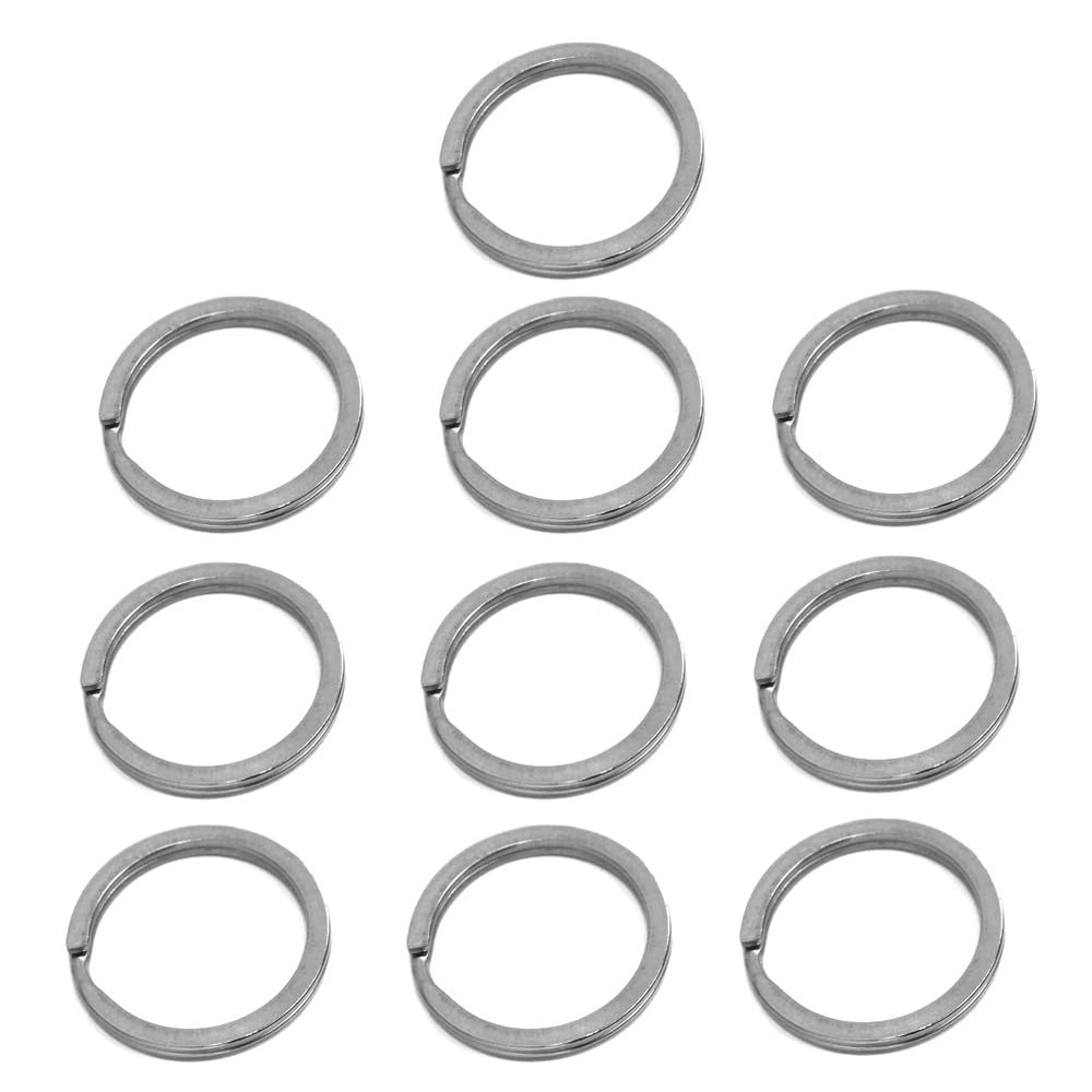Auspichoice Marine Grade 316 Stainless Steel Key Ring Key Chain Heavy Duty Keychain Split Ring Connector for Scuba Gear BCD Attachment (FLAT 25mmx10)
