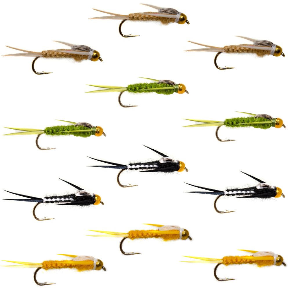 12 Beadhead Woven Stonefly Nymph Flies Lure Assotment for Trout/Pahfish/Bass Fly Fishing Flies