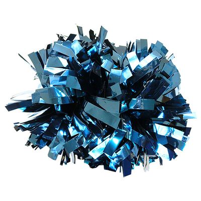Danzcue 6 Inches Metallic Cheerleading Pom Pom with Baton Handle Pack of 2 (One Size, Navy)