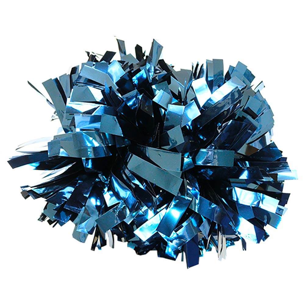 Danzcue 6 Inches Metallic Cheerleading Pom Pom with Baton Handle Pack of 2 (One Size, Navy)