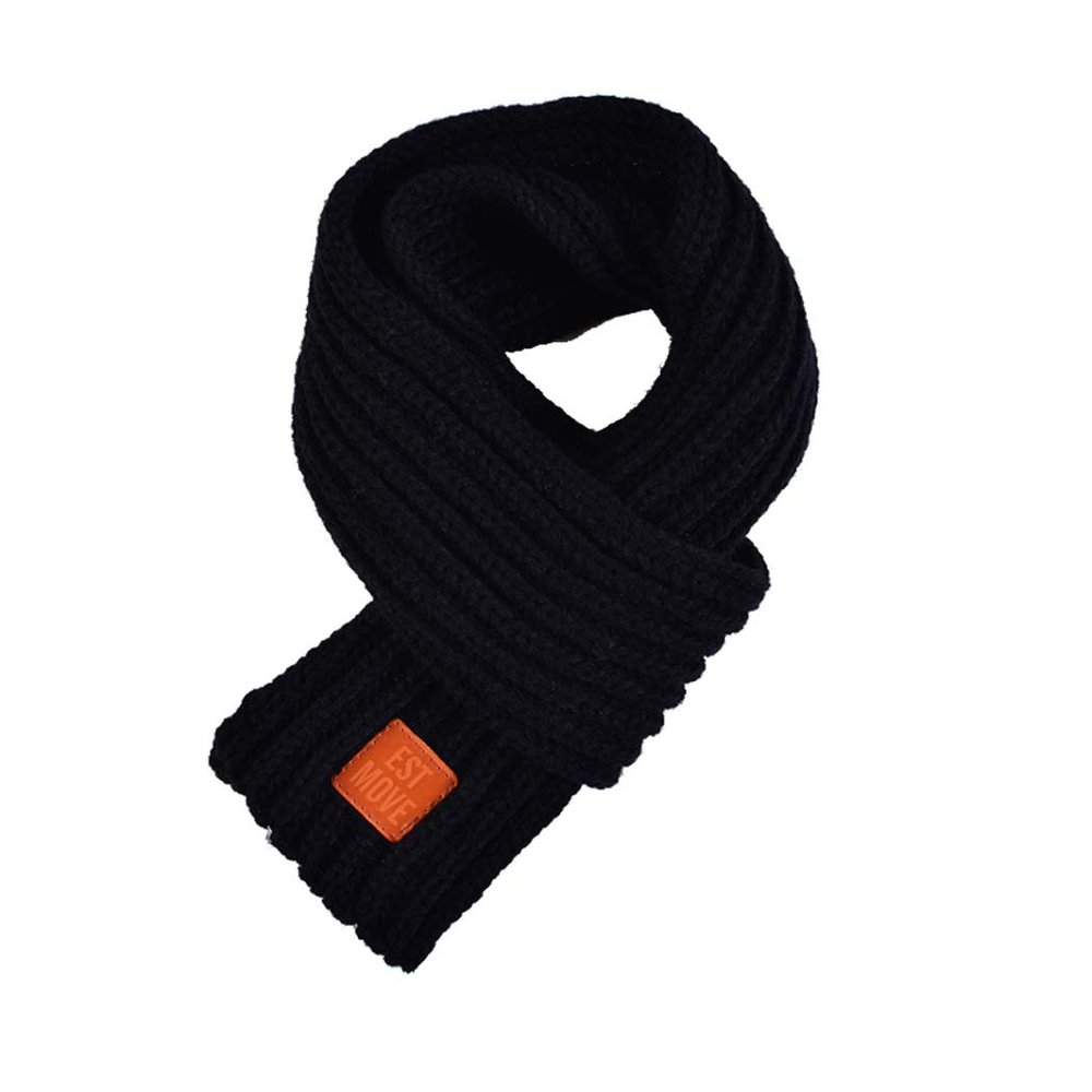 Ranvi Children's Scarf, Warm in Autumn and Winter, Hand-Knitted Fluff, Black