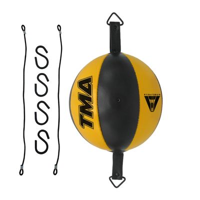 TMA Cow Hide Leather Double End Speed Ball Boxing Floor to Ceiling Punch Bag (Yellow)