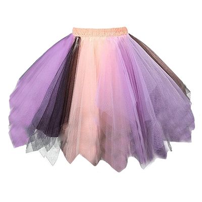 Womens Peach Lavender Black Tutu Layered Tulle Petticoat