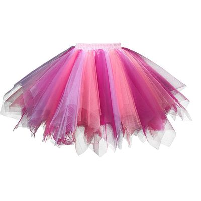 Womens Coral Fuchsia Plus Size Puffy Tutu Layered Tulle Petticoat Skirt for Party