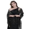 BANETTETA Black Shawls and Wraps For Evening Dresses, Formal Shawl For Evening Dresses Black Wrap Dress Cover Up Formal (Black Silver) view 2