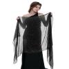 BANETTETA Black Shawls and Wraps For Evening Dresses, Formal Shawl For Evening Dresses Black Wrap Dress Cover Up Formal (Black Silver) view 4