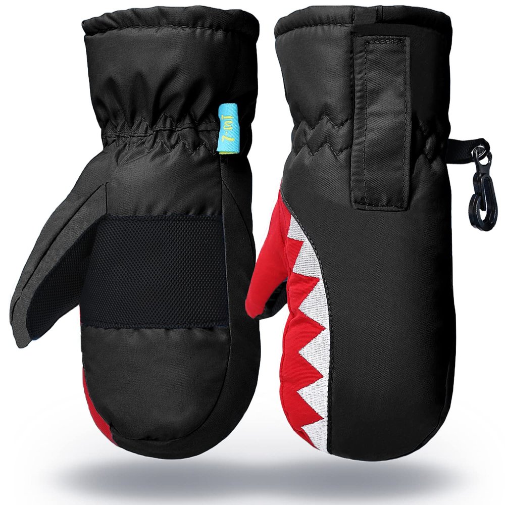 7-Mi Kids Winter Warm Water-Resistant Gloves for Skiing/Snowboarding/Cycling/Riding Outdoor Activities Children Mittens for 3T-5T Black