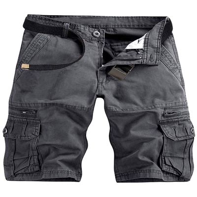 AKARMY Men's Lightweight Multi Pocket Cotton Casual Cargo Shorts,Outdoor Twill Camo Shorts with Zipper Pockets(No Belt) 038 Gray