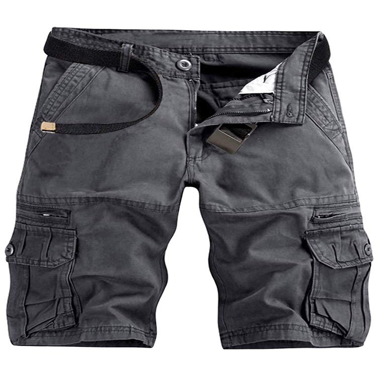AKARMY Men's Lightweight Multi Pocket Cotton Casual Cargo Shorts,Outdoor Twill Camo Shorts with Zipper Pockets(No Belt) 038 Gray