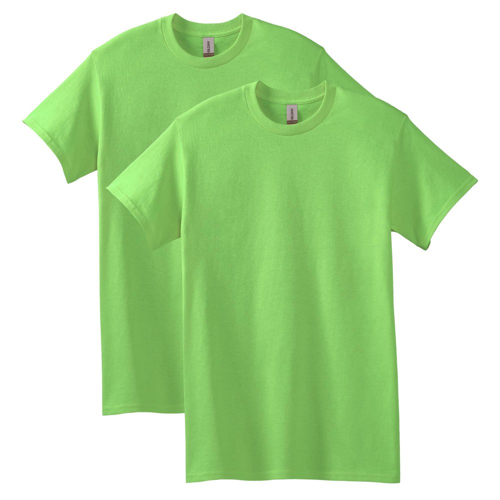 Gildan Men's Heavy Cotton T-Shirt, Style G5000, 2-Pack, Lime, X-Large