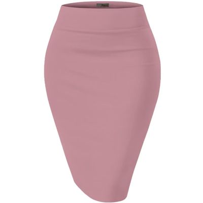 Hybrid & Company Women's Premium Nylon Ponte Stretch High Waist Pencil Suit Skirt Below Knee KSK45002X 1073T NW Rose 3X