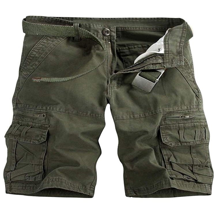 AKARMY Men's Lightweight Multi Pocket Cotton Casual Cargo Shorts,Outdoor Twill Camo Shorts with Zipper Pockets(No Belt) 038 ArmyGreen