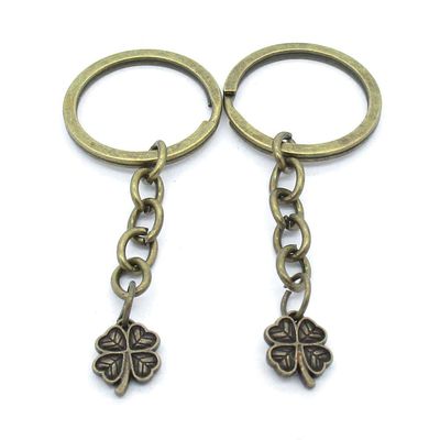 5 Items Keychain Keyring Key Tags Chains Rings Jewelry Bag Charms AA442 Lucky Clover Leaf