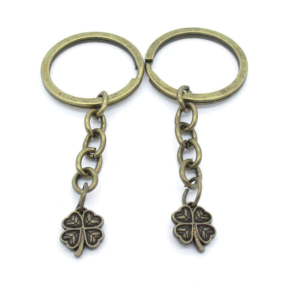 5 Items Keychain Keyring Key Tags Chains Rings Jewelry Bag Charms AA442 Lucky Clover Leaf