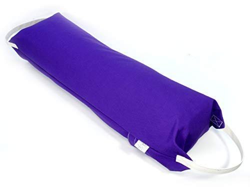 PILLOW GANIC Yoga Bolster, Hull-Filled, Included Cotton Canvas Pillowcase (Purple)