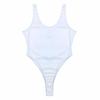 inlzdz Women's PVC Leather Shiny Metallic Monokini Swimwear Wet Look High Cut One Piece Thong Bodysuit Leotard Silver X-Large view 4