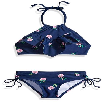 Kanu Surf Toddler Girl's Morgan Ruffle Halter Bikini 2-Piece Swimsuit, Pink, 2T, Morgan Navy Floral, 4T