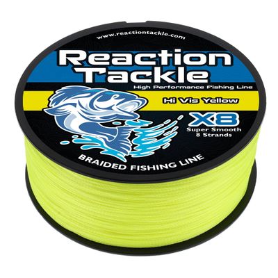 Reaction Tackle Braided Fishing Line - 8 Strand Hi Vis Yellow 200LB 500yd