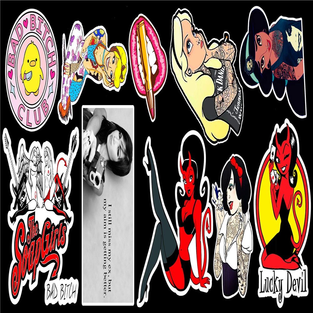 10 Tattoo Girl Vinyl Sticker Bundle #1