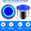 2 Pcs LED Cup Holder Marine Drink Holder Stainless Steel Cup Holders Insert with Drain for Boat Yacht Car Camper Truck RV (Blue LED) view 4