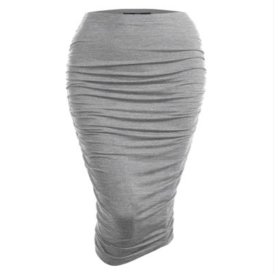 MBJ WB1147 Womens Elegant High Waist Pencil Skirt with Side Shirring S HDG
