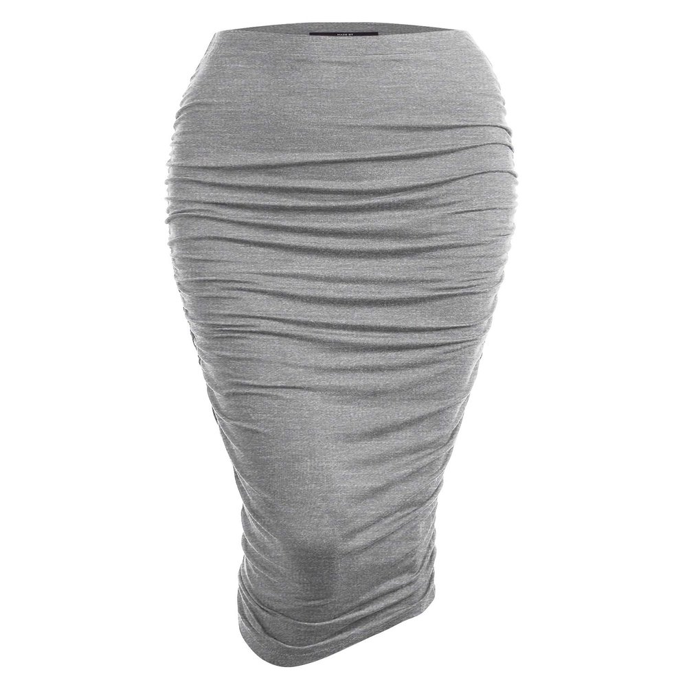 MBJ WB1147 Womens Elegant High Waist Pencil Skirt with Side Shirring S HDG