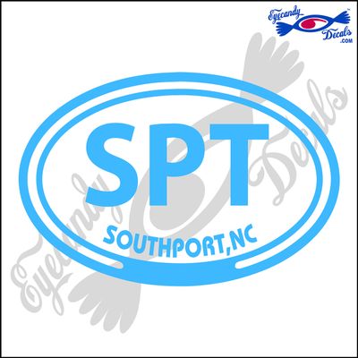 Eyecandy Decals SPT with Southport North Carolina in Oval 5 INCH Decal Sticker Olympic Blue