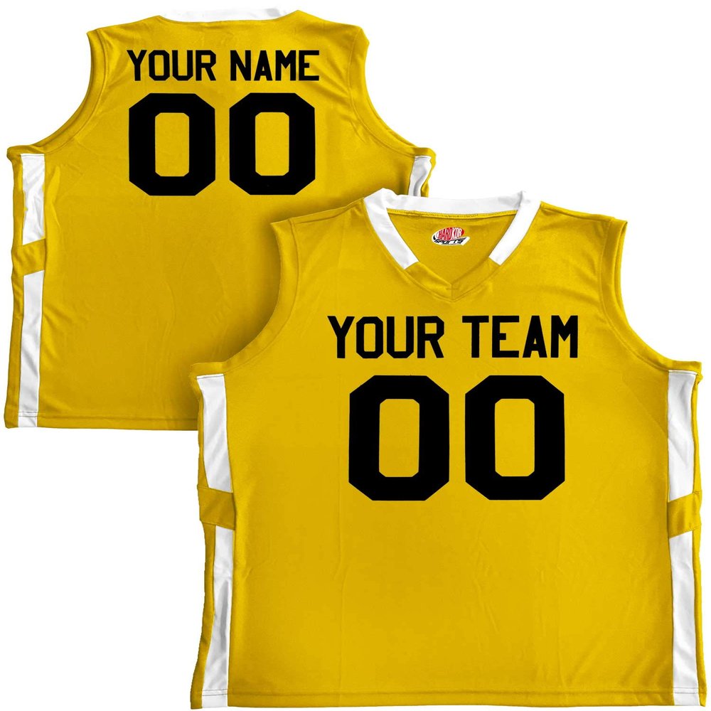 Custom Basketball Jersey Old School Style Gold and White Adult Small