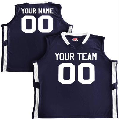 Custom Basketball Jersey Old School Style Navy Blue and White Adult Small