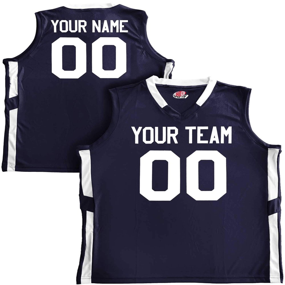 Custom Basketball Jersey Old School Style Navy Blue and White Adult Small
